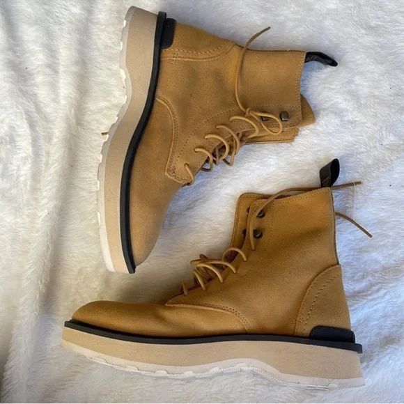 Sorel Hi-line platform Suede Boots in scorch tawny buff in yellow